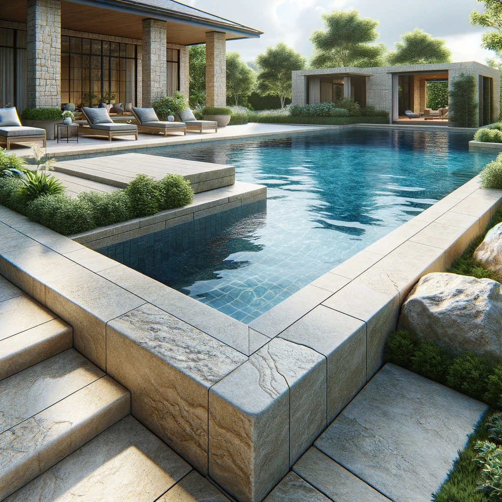 4 avantages de la piscine avec margelles en pierre naturelle