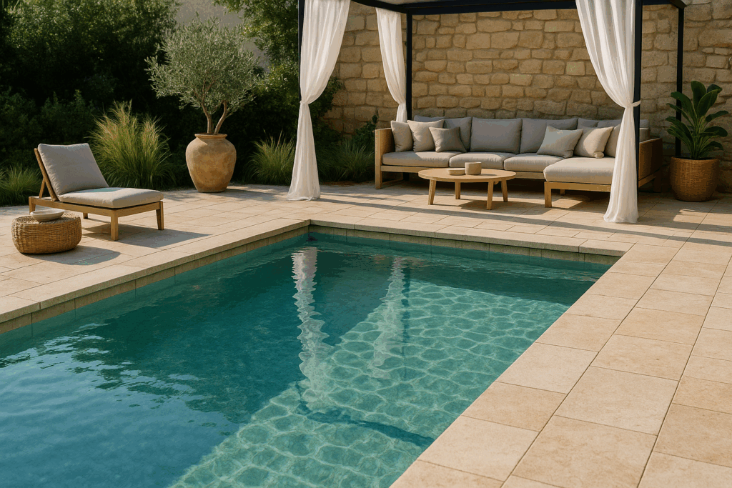 Margelle en pierre naturelle piscine